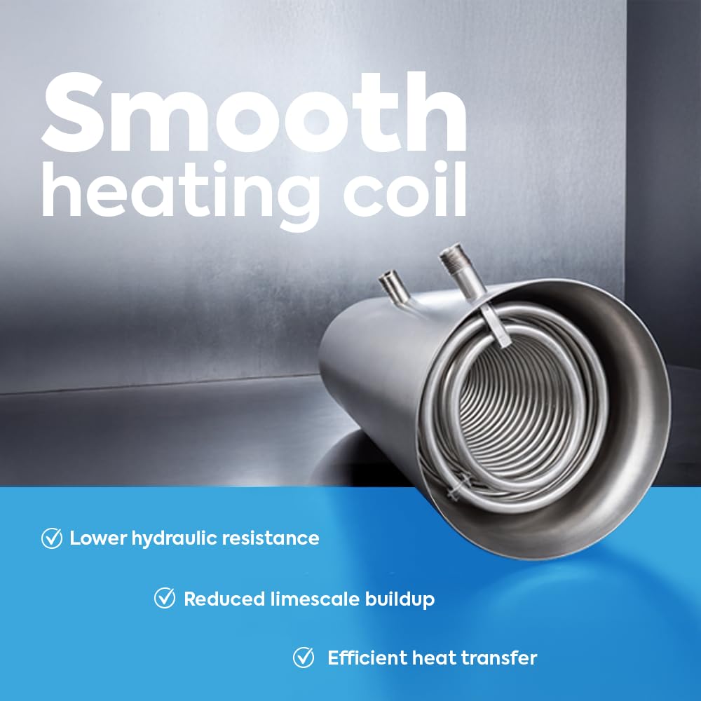 TECHGLOBE - Serbatoi acqua calda - scambiatore di calore (2,2 m²) - acciaio inox - Efficienza energetica - con isolamento da 50 mm - Accumulatore di acqua calda (150 L)