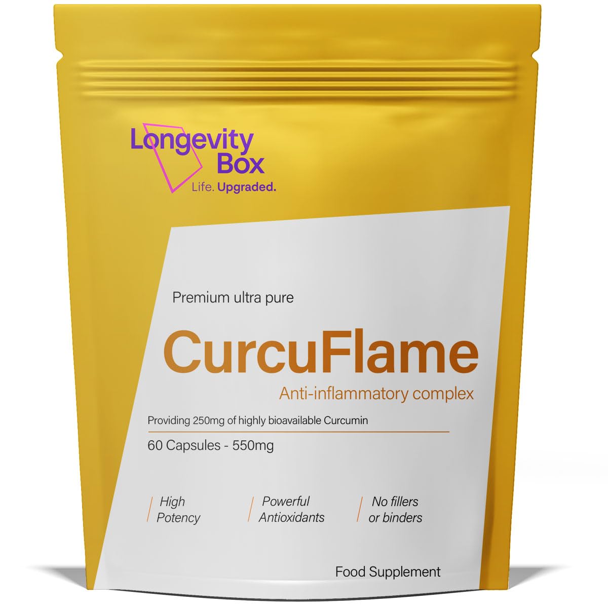 CurcuFlame 550mg – 95% Curcumin with Organic Ginger & BioPerine® – High-Strength Turmeric Capsules for Inflammation, Joint Support & Absorption – 60 Vegan Capsules