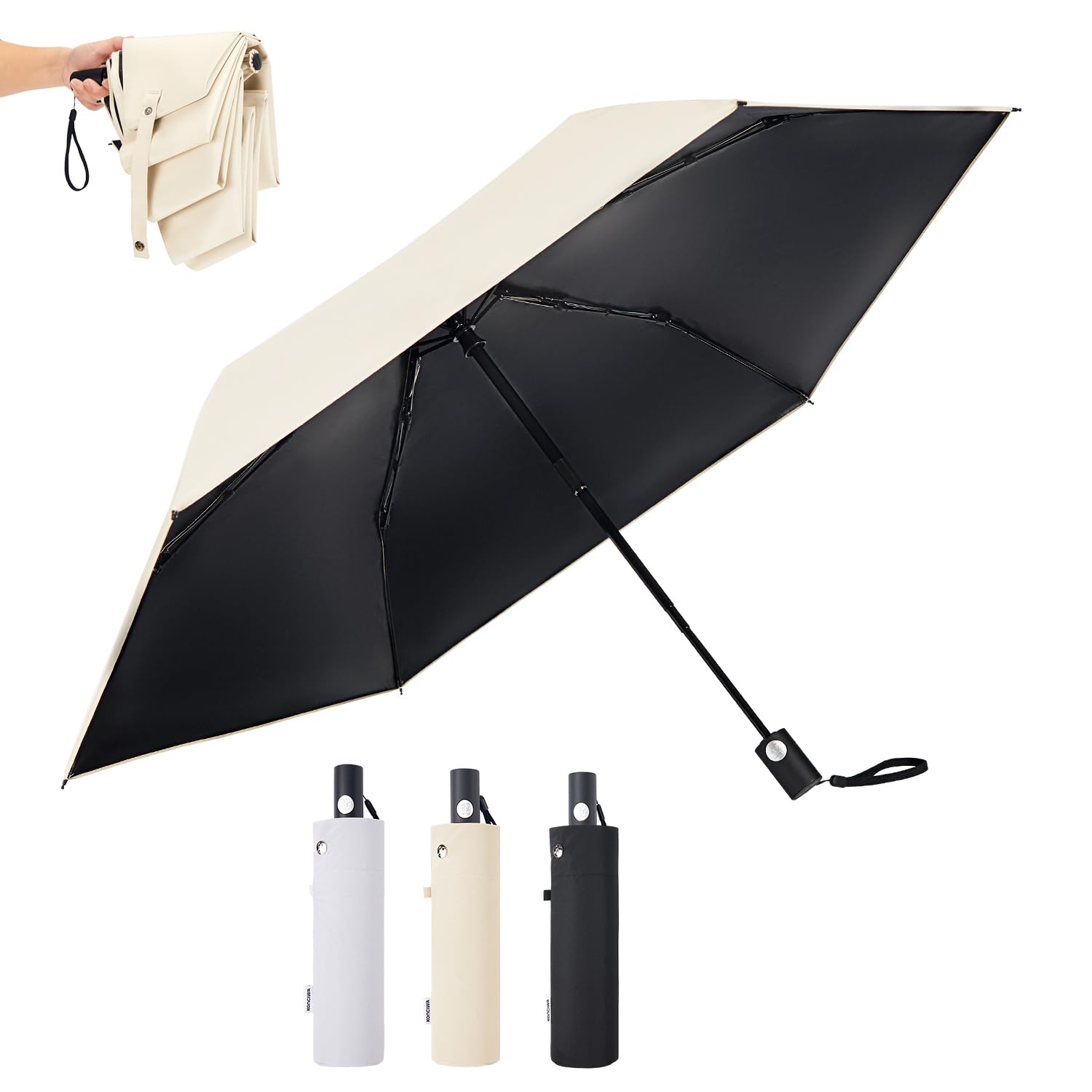 Konciwa 【MFU5S AIR】日傘 形状記憶 5秒でたためる傘 軽量 199g UVカット率 100% 晴雨兼用 逆戻り防止構造 自動開閉 完全遮光 遮熱 折りたたみ傘 コンパクト設計 おしゃれ 撥水速乾 高耐久 耐強風 携帯便利