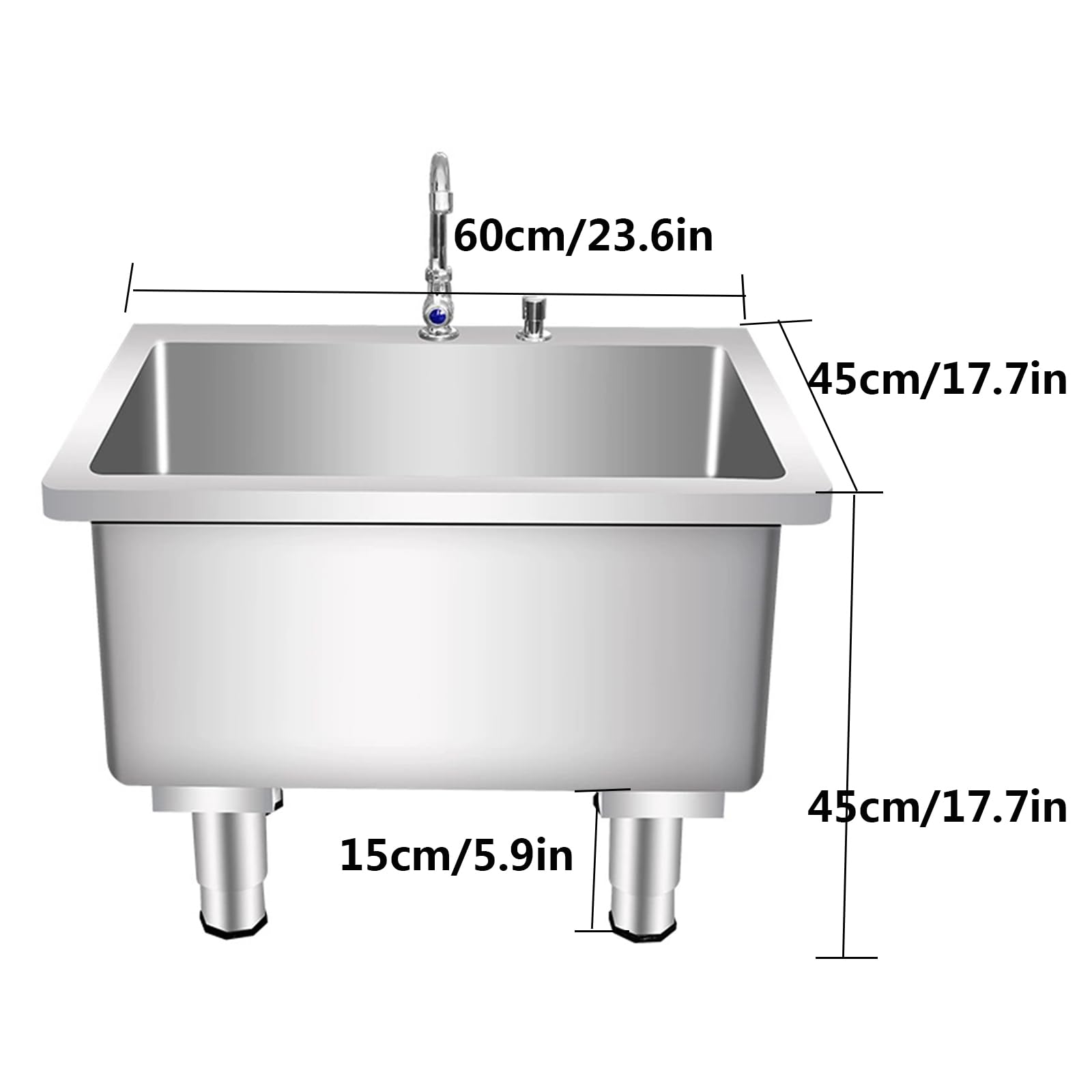 Vasca per la toelettatura degli Animali Domestici in Acciaio Inox, Adatta a Mamme e Animali di Piccola Taglia, bacinella per Il Bagno dei Cani in casa (60 cm/23,6 Pollici).