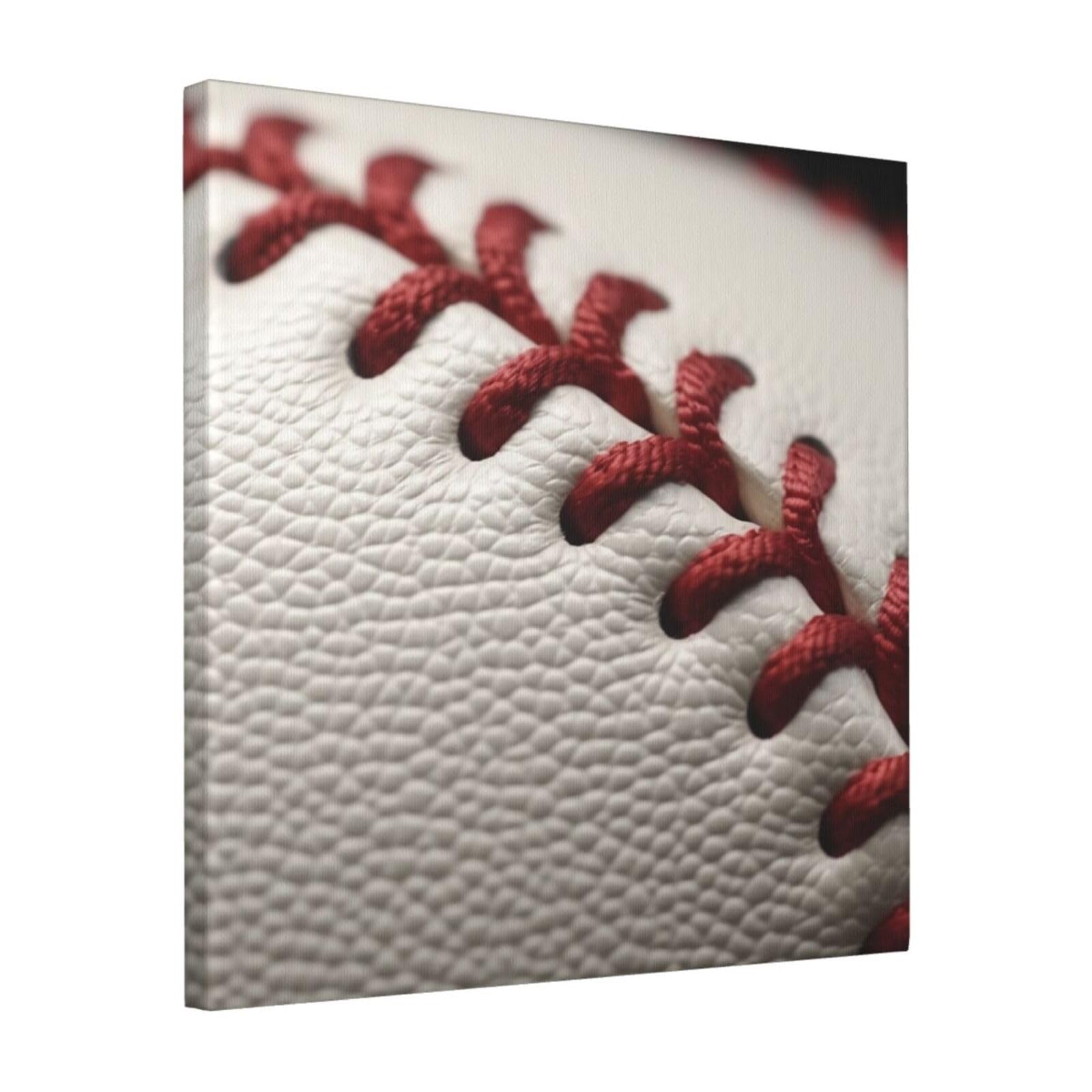 KLOPH Baseball Lace Close Up Canvas Wall Art for Living Room 16"x16" Modern Artwork Painting for Bathroom Hanging Canvas Prints Aesthetic Wallart for Bedroom Kitchen Office Wall Decor