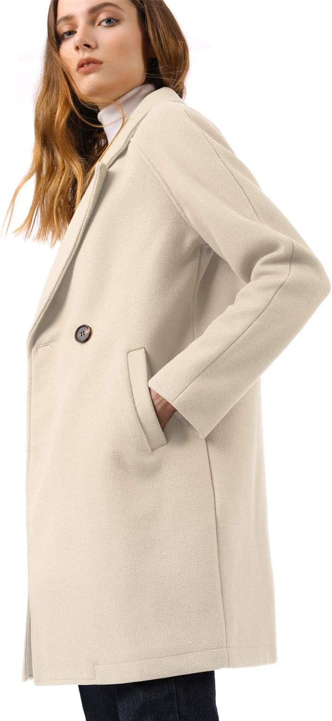 Allegra K Women's Notched Lapel Double Breasted Raglan Winter Coats - Image 6