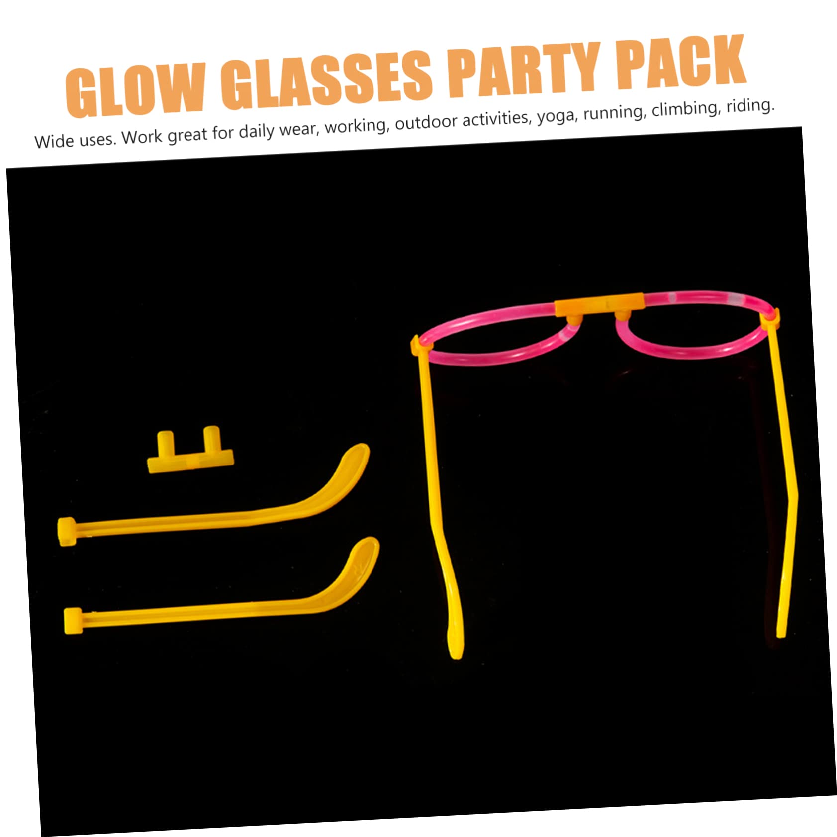 FRCOLOR Accessori Per Occhiali Fluorescenza 30 Pezzi Gambe Di Ricambio in Plastica Per Montatura Festa e Photobooth, Aste Sostitutive Leggere e Comode Per Occhiali Fai Da Te