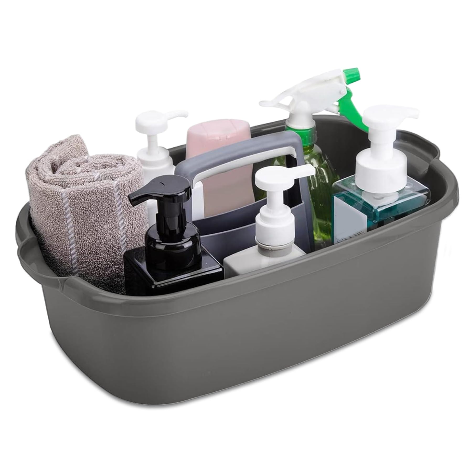Faroby Plastic Cleaning Caddy with Handle Supply Organizer Large Bucket Shower Basket Tote Gray