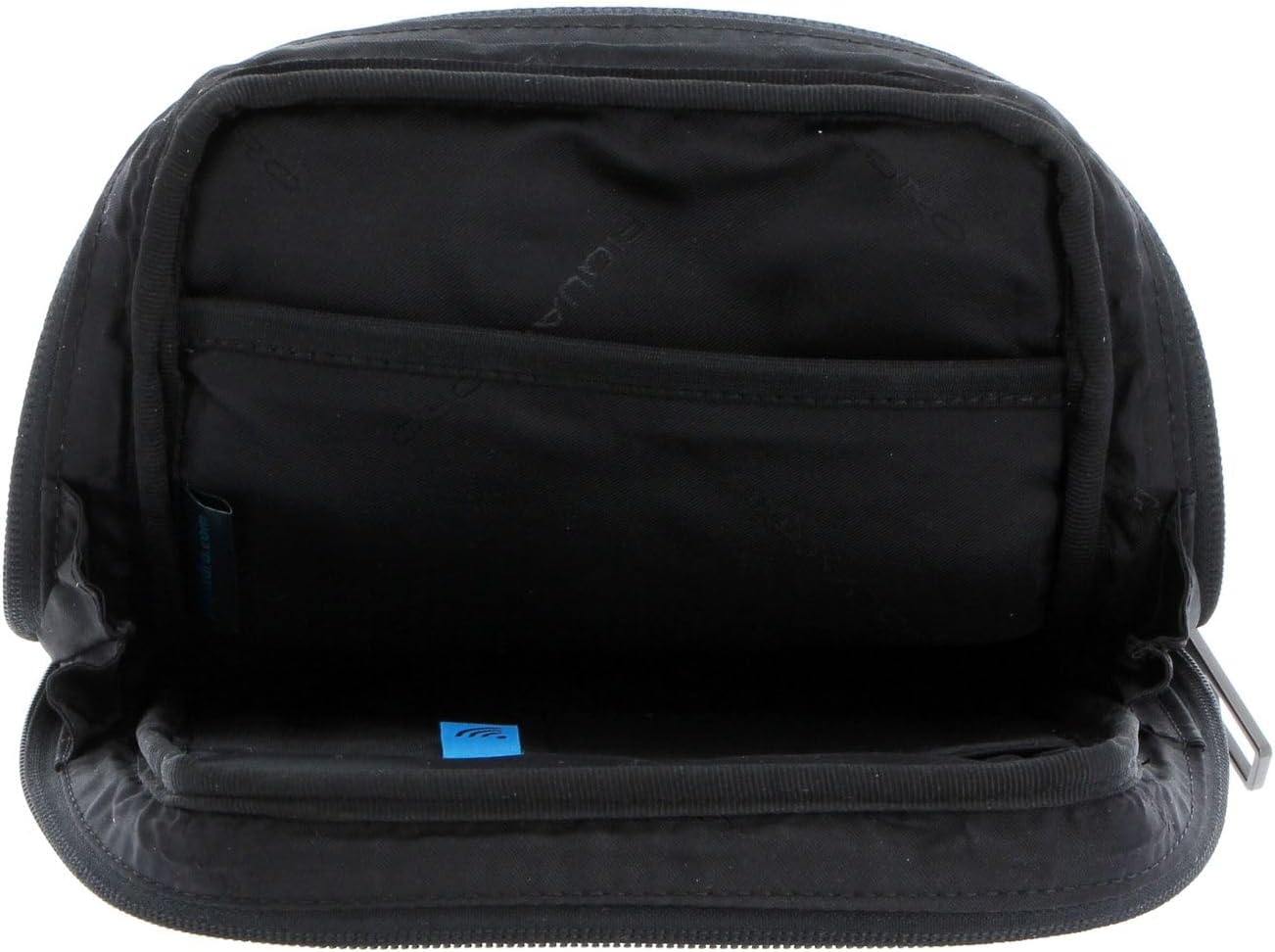 Interior view of the PIQUADRO Akron Crossbody Bag, showing compartments.