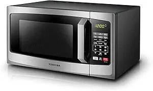 TOSHIBA EM925A5A-SS Countertop Microwave Oven, 0.9 Cu Ft With 10.6 Inch Removable Turntable, 900W, 6 Auto Menus, Mute Function & ECO Mode, Child Lock, LED Lighting, Stainless Steel