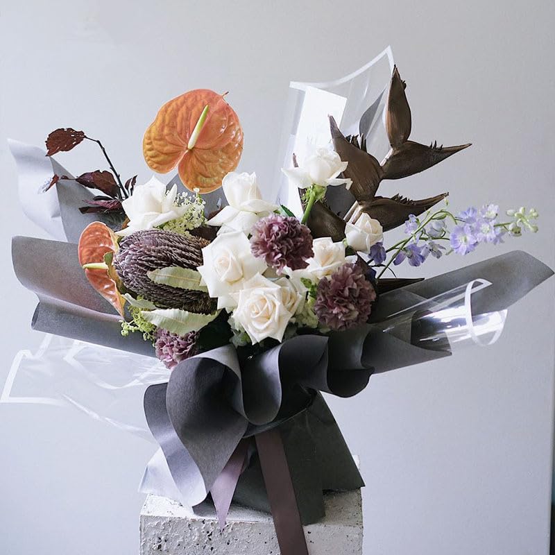 Miniatura 4 de 40 hojas de papel de regalo de flores coreanas transparentes, papel de regalo impermeable para ramo de flores, suministros florales de floristería,