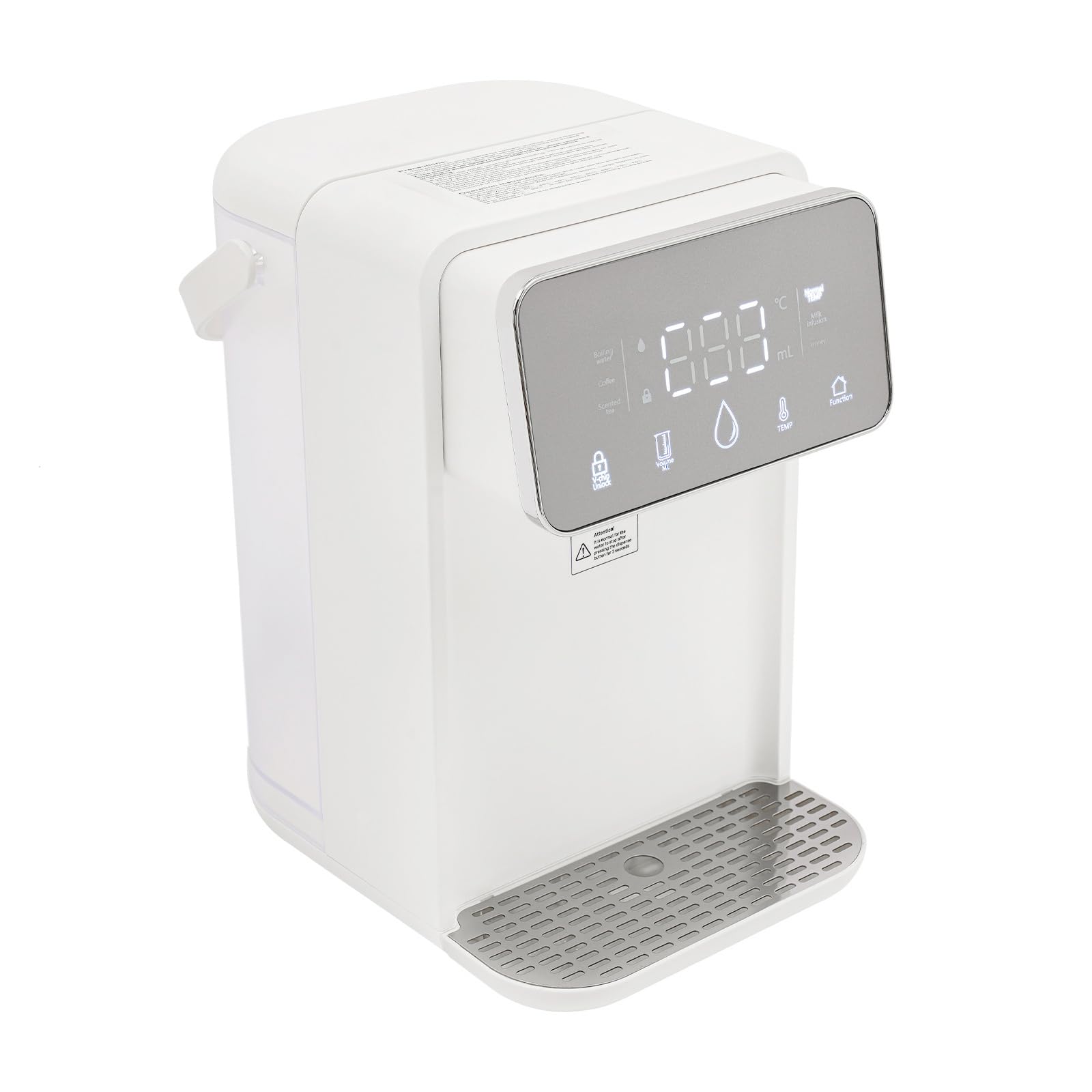 Distributore di acqua calda istantanea, 3,5 L, temperatura regolabile | Volume da 150 a 500 ml, schermo digitale, vassoio scolapiatti e serbatoio rimovibile per caffè, tè e bevande calde.