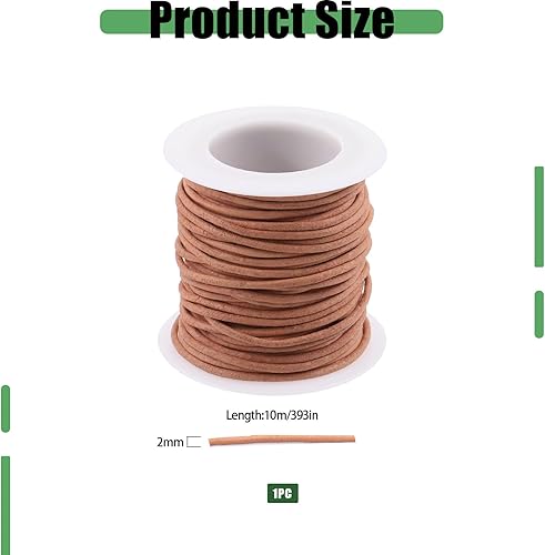 Miniatura 2 de Keadic Cordón redondo de cuero de 11 yardas, cuerda de cuero crudo natural para cordones, pulseras, collares, colgantes de joyería y manualidades