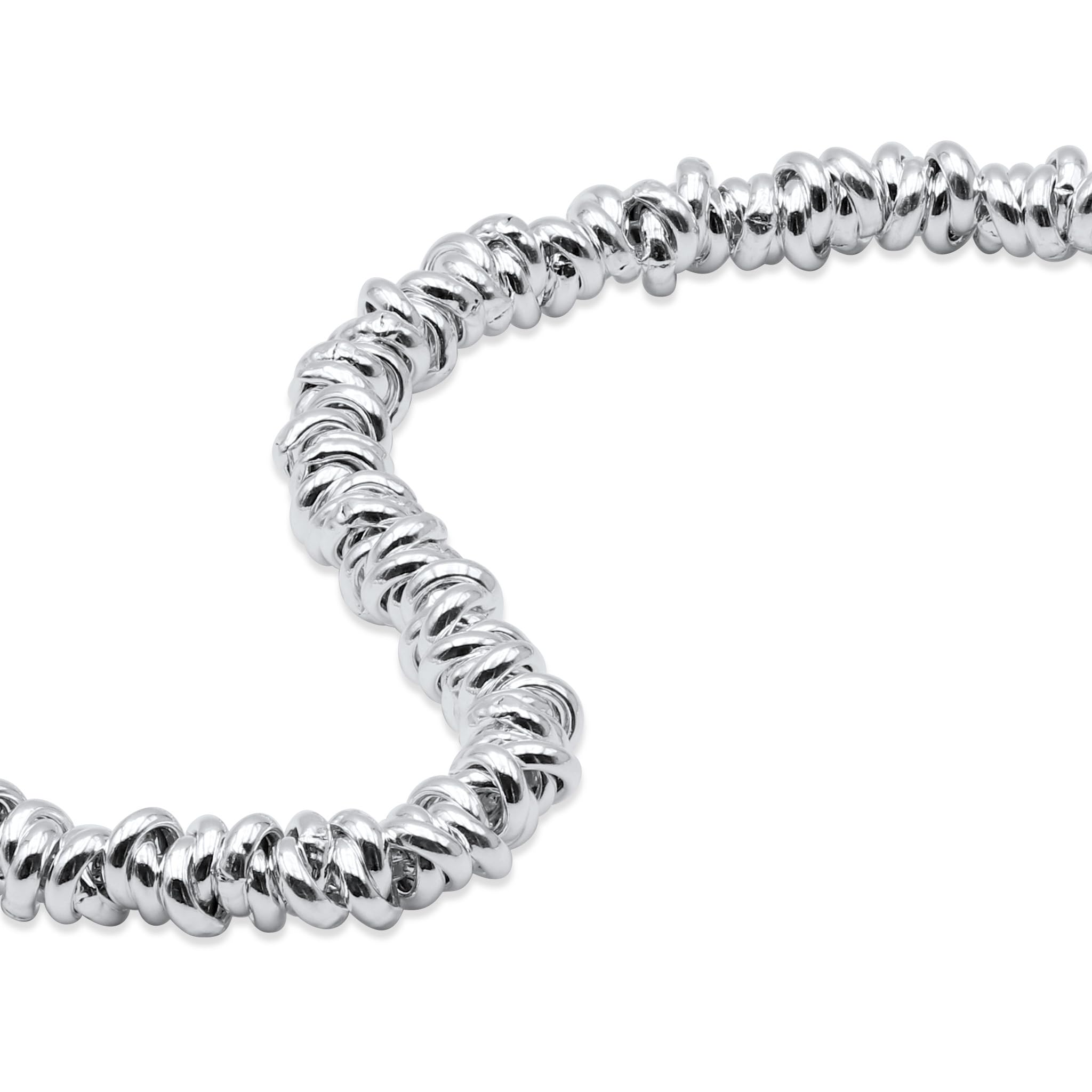 Aka Gioielli® - Bracciale Nodini Intrecciato in Argento Sterling 925, Bracciale Donna Argento 925 Realizzato a Mano, Braccialetto Regalo Donna e Ragazza - Lunghezza regolabile