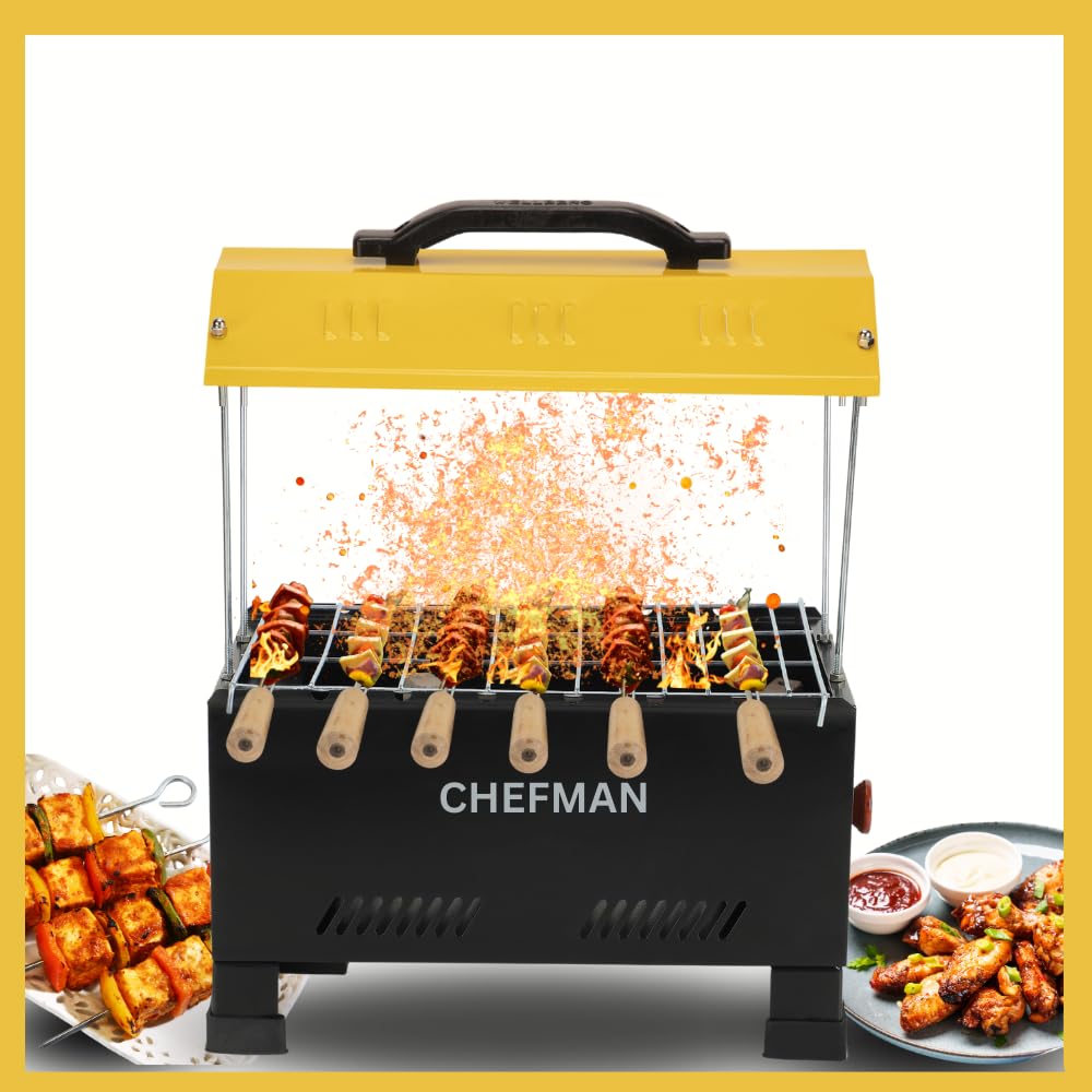 Chefman 2-in-1 Electric & Charcoal Barbecue Grill Set 1200W Stainless Steel Element, 13-Inch Size, Includes Tong, Skewers, Portable Grill for Home Camping, Barbecue Grill for Outdoor Cooking Grilling (B0DFYP94H5) Amazon Price History, Amazon Price Tracker