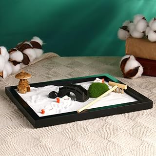 Zen Garden Decor - Mini Sand Garden, Meditation, Relaxation, Home & Office Decor, 8.66 inches - Tranquil Zen Garden for Stress Relief - Zen Decorations for Home