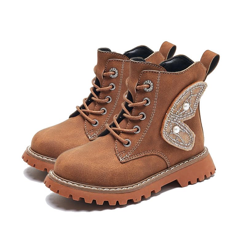 Girls Ankle Boots Side Zip Comfort Non-Slip Boot Lace Up Outdoor Combat Boot(Toddler/Little Kid/Big Kid)