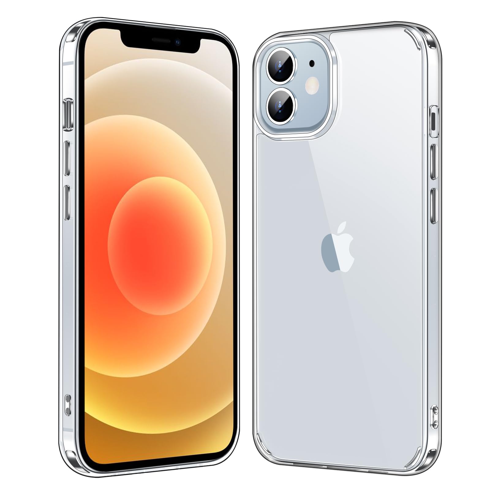 for iPhone 12 Case 6.1-Inch, Anti-Yellowing Shockproof Phone Bumper Cover, Anti-Scratch Clear