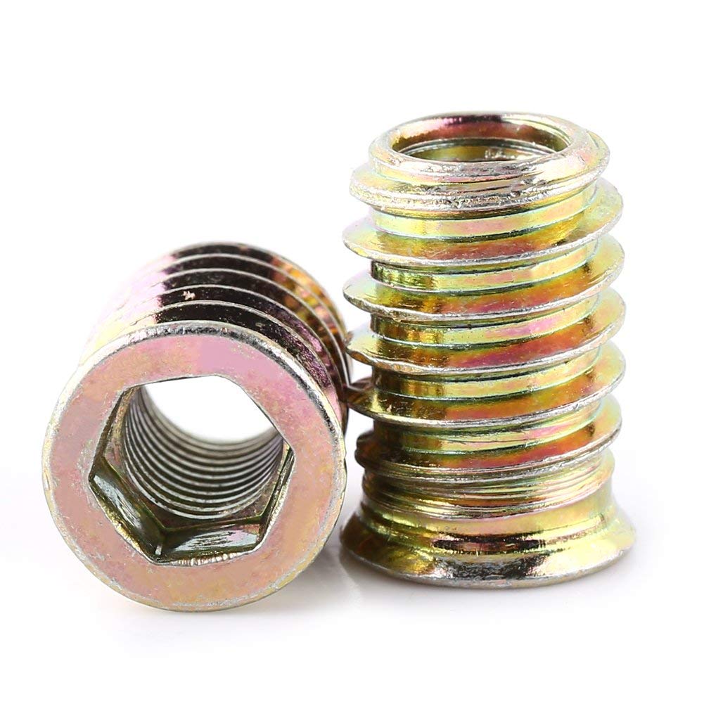 Hilitand Assorted 20 Pcs M8 Zinc Alloy Furniture Hex Drive Nut, Threaded Insert Wood Insert Nuts, Wood Insert Assortment (M8 X 20Mm)