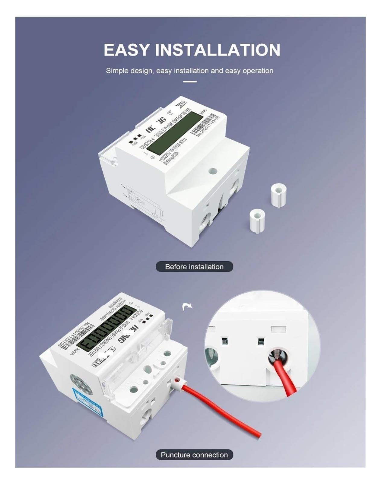10(100) A 110V/220V 50/60Hz Carril Din monofásico de tres cables