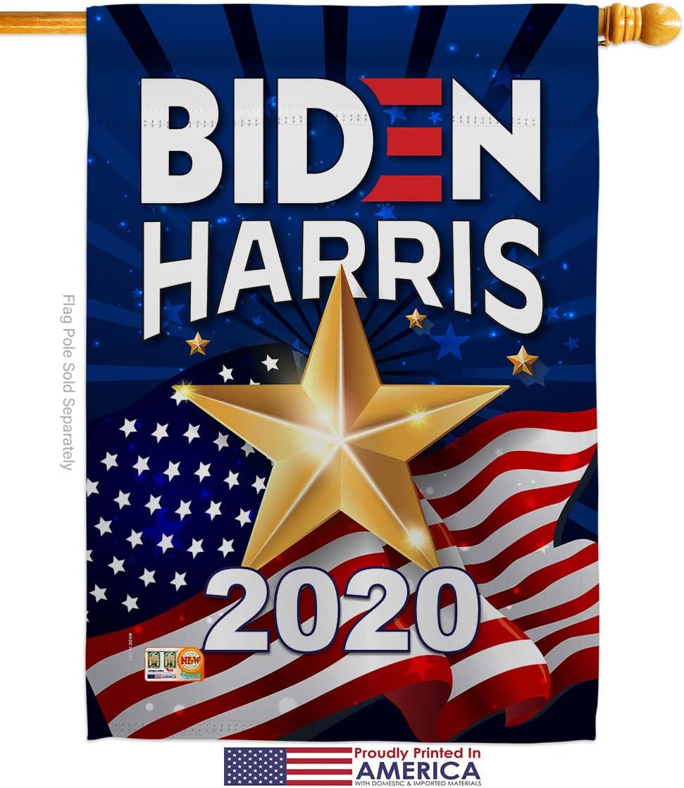 2020 Biden Harris House Flag Dowel Set Patriotic President Democrat Republican Tea Party United State American Election Small Decorative Gift Yard Banner Made In USA 28 X 40