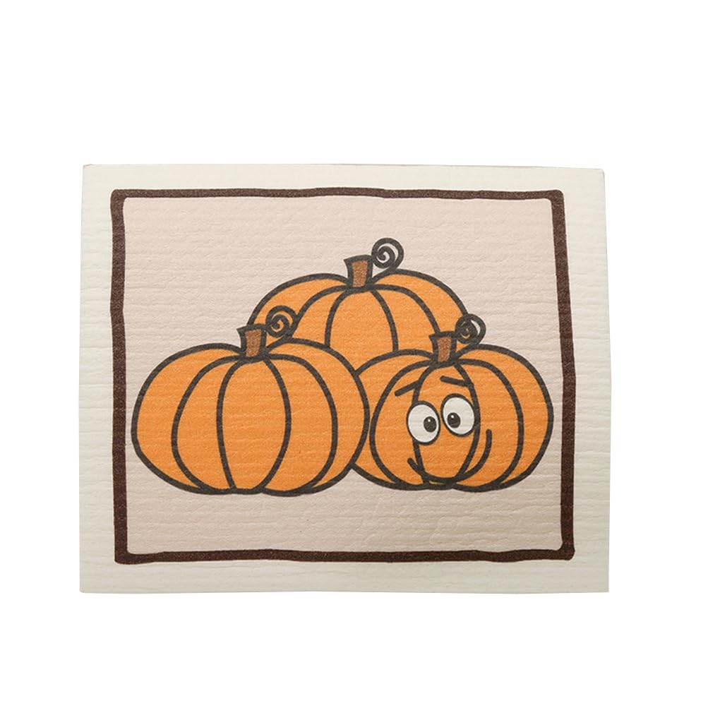 WOVEBIUS Kitchen Cleaning Cloth Square Bowls Washing Towel Dishes Wash Rag Reusable Absorbent Dish Cloths Pumpkin