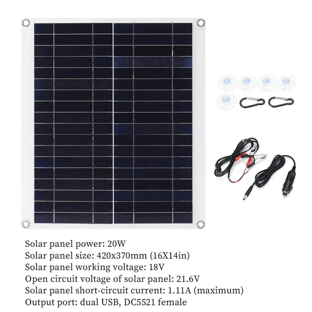 Mini Panel Słoneczny 20 W 18 V, ładowarka Do Paneli Słonecznych Usb 5 V, Przenośna Mini ładowarka Do Ogniw Słonecznych Ładowarka I Konserwator Z Zaciskami Krokodylkowymi