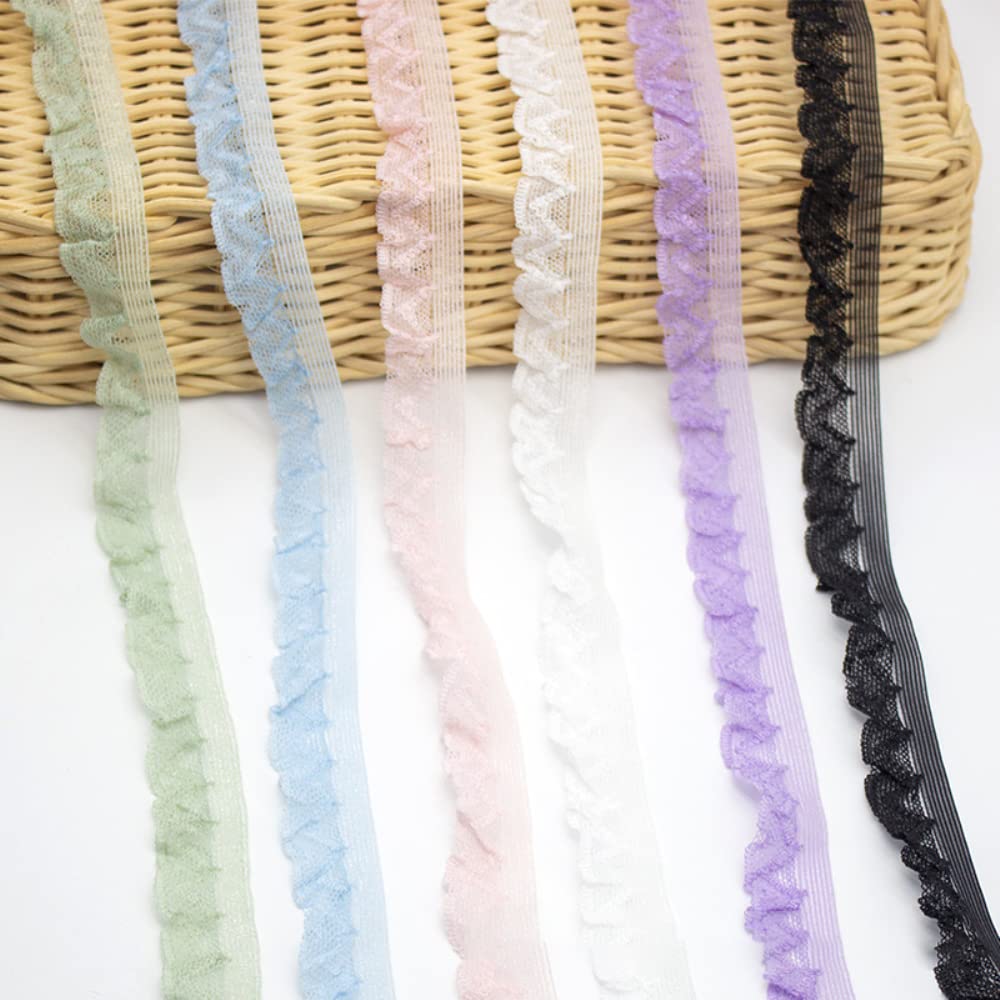 8 Yards 2,5 Cm Dentelle De Tulle élastique Plissée, Bord