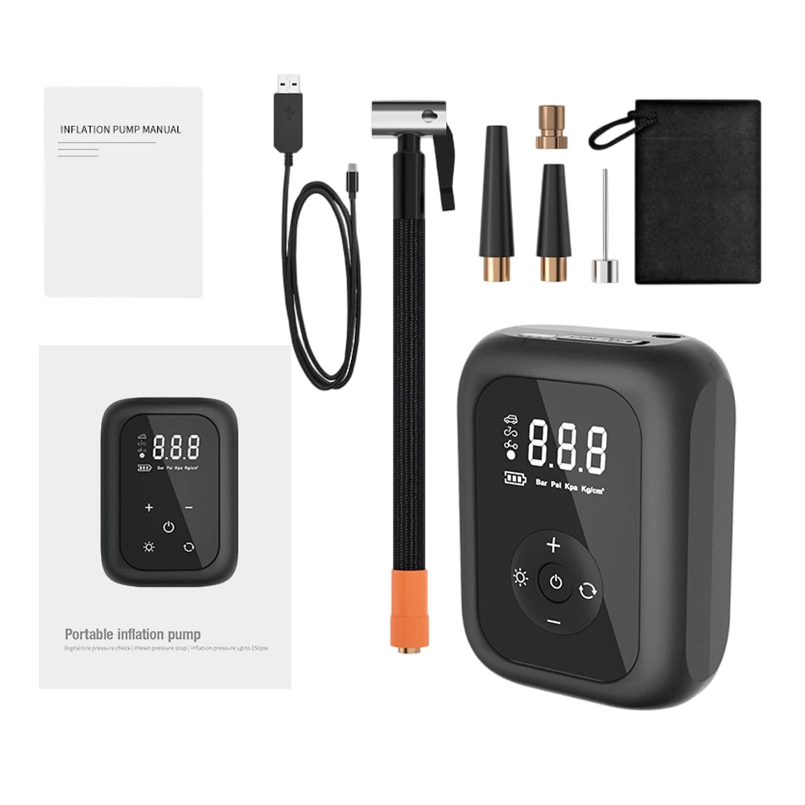 Ljmyy Portable Wireless Tire Inflator With Built In Light And Alert Feature For Car Motorcycle Bike Fast Inflation ABS Constru