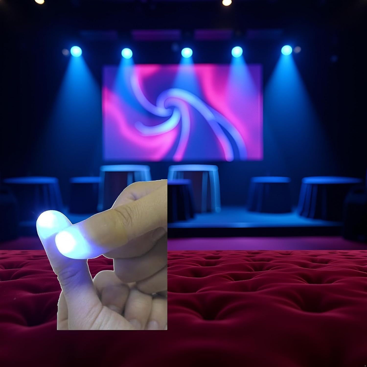 2 Pcs Thumb Light Magic Finger Light Up Thumb Tips LED Finger Lamp Thumbs Light Party Magic Stage Tricks Performance Props Tool for Funny Novelty Toy Kits (Blue) - Image 3