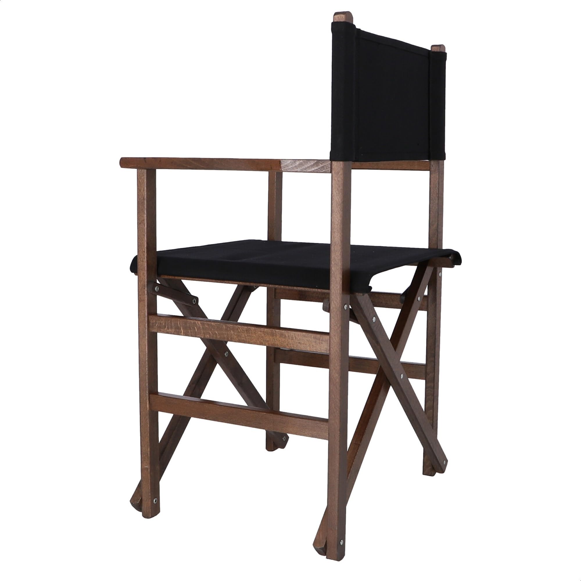Silla de Director de Madera Nogal con Lona de Color Negra