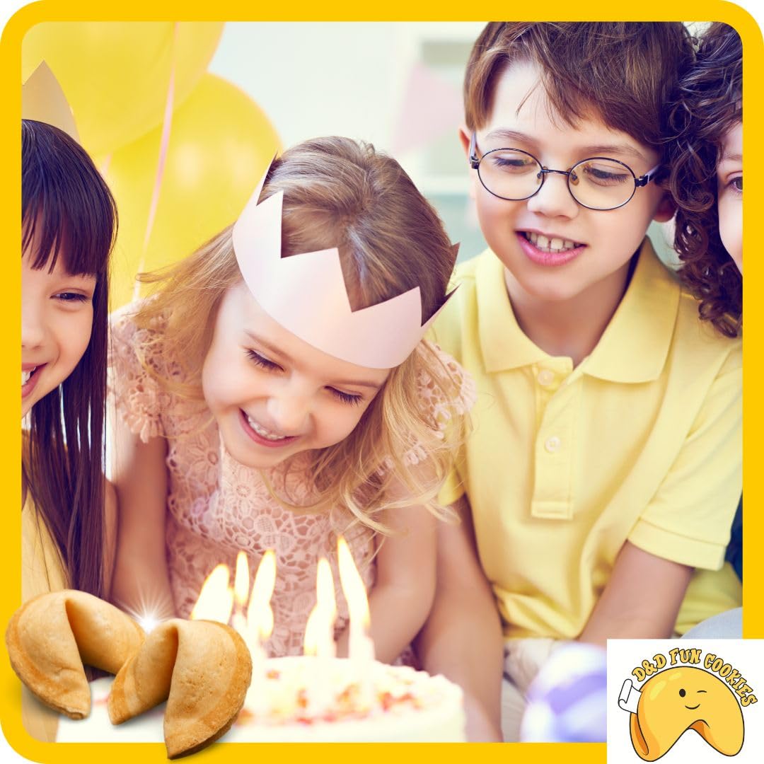 D&D Fun Cookies Biscotti della Fortuna 50 pezzi | Compleanno del bambino | Biscotti bambini | Biscotti della fortuna cinesi | Biscotti confezionati singolarmente | Biscotti regalo | Fortune Cookies