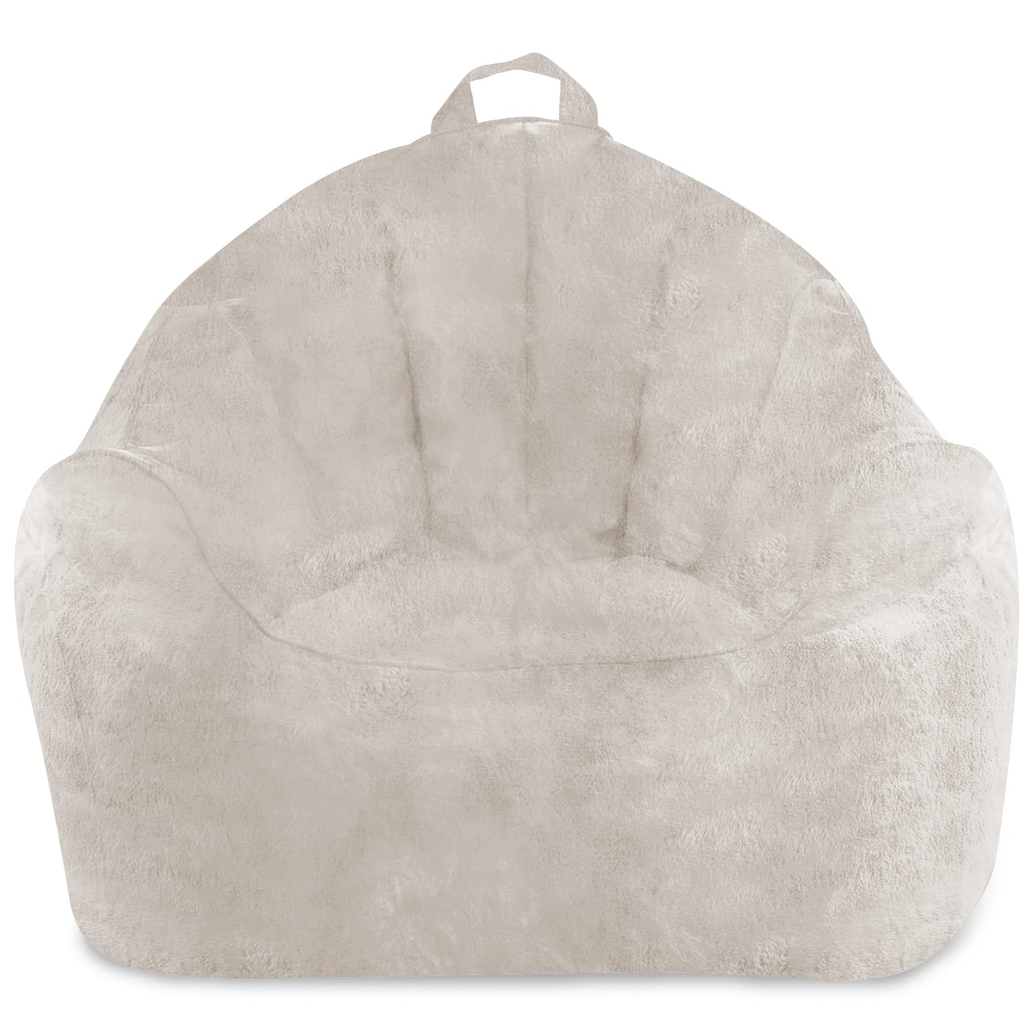 Posh Creations Structured Comfy Bean Bag Chair for Gaming, Reading, and Watching TV, Malibu Lounge, Rabbit Fur - Cream