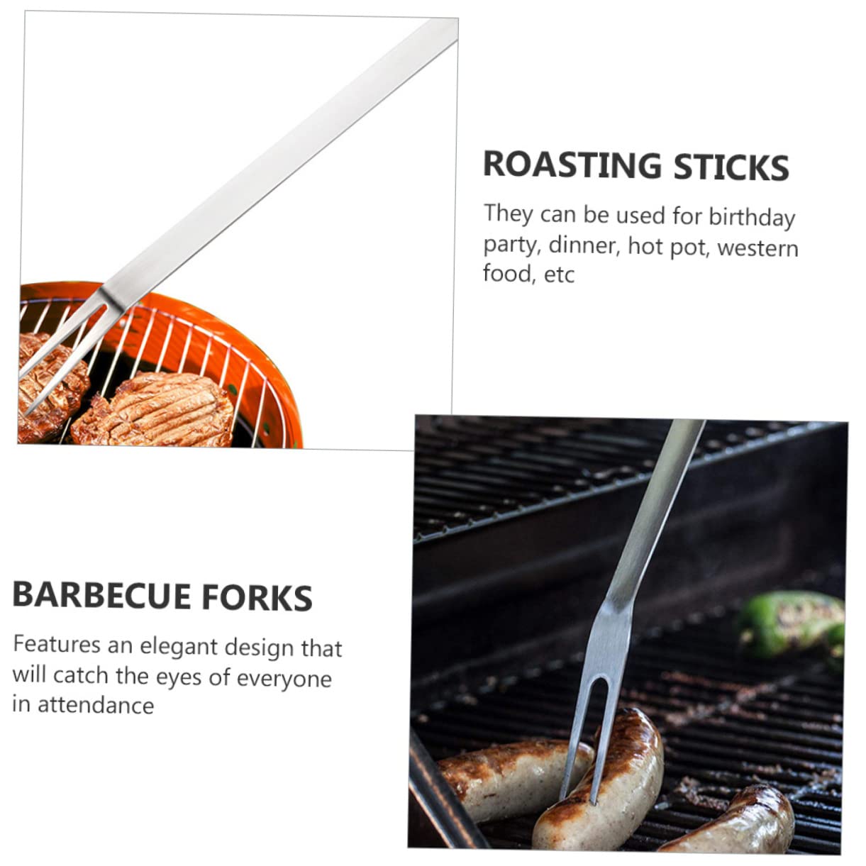 ibasenice 4pezzi Forchette Da Barbecue Inossidabile Strumenti Multifunzionali Per Grigliate Per Carne Marshmallow e Verdure Utensili Pratici Per Cucinare All