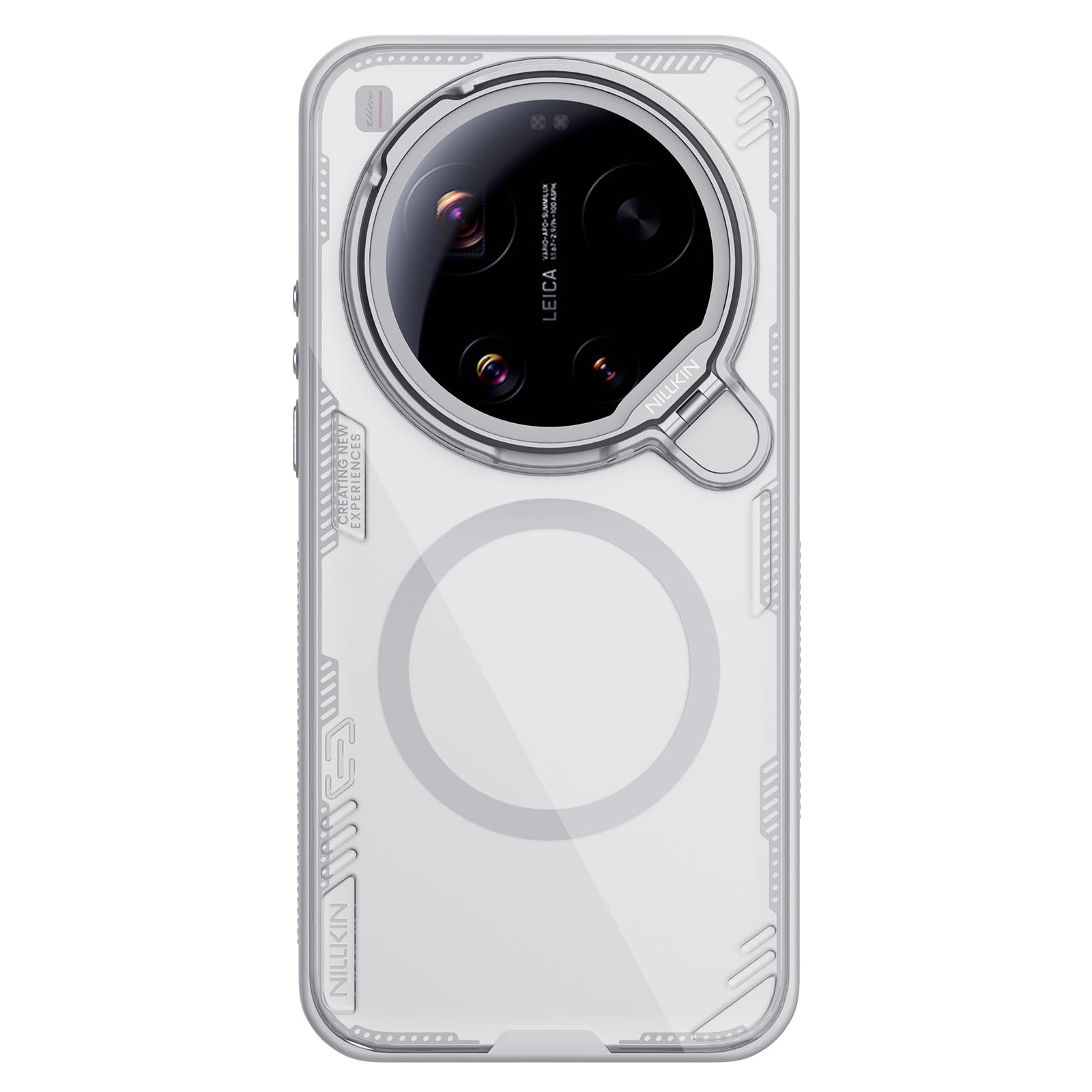 COQUE Funda magnética Transparente para Xiaomi 17 Ultra, Cubierta de Espejo Transparente de Alta definición, Anillo magnético Fuerte N52 Incorporado, Fundas Delgadas para Xiaomi 17 Ultra-Gris