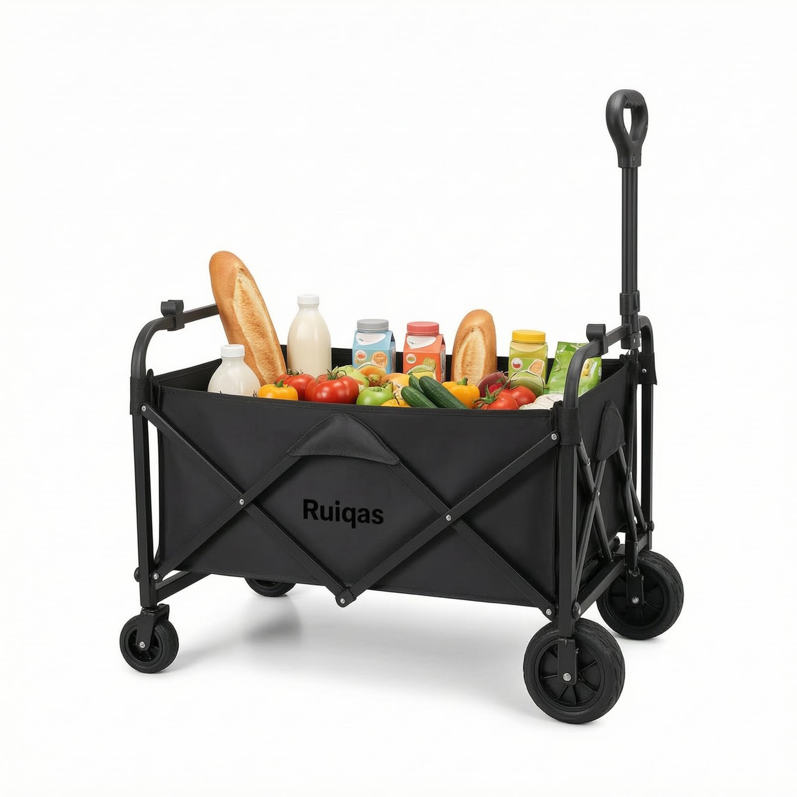 Carrello pieghevole piccolo con manico regolabile in altezza, portata 150 kg | Carrello per la spesa pieghevole da campeggio, per giardino, spiaggia, shopping, salvaspazio, pieghevole