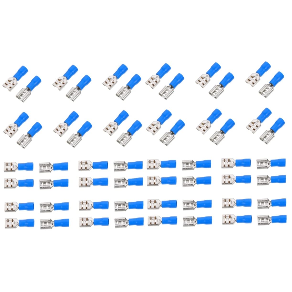 TEHAUX Spade Connectors 200 Pcs Insulated Terminal Automotive Connectors Kit Electrical s Crimp Wire Terminals Electrical Insulated s Metal Blue Pre-insulated