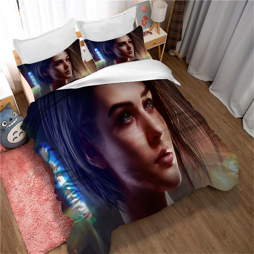 Ste-X 100% Cotton Duvet Cover Double Kids Resident Evil Bedding Set Printed Quilt Cover Set White And Blue All Season Bedding Set (200x200cm(Double),Resident Evil 04)