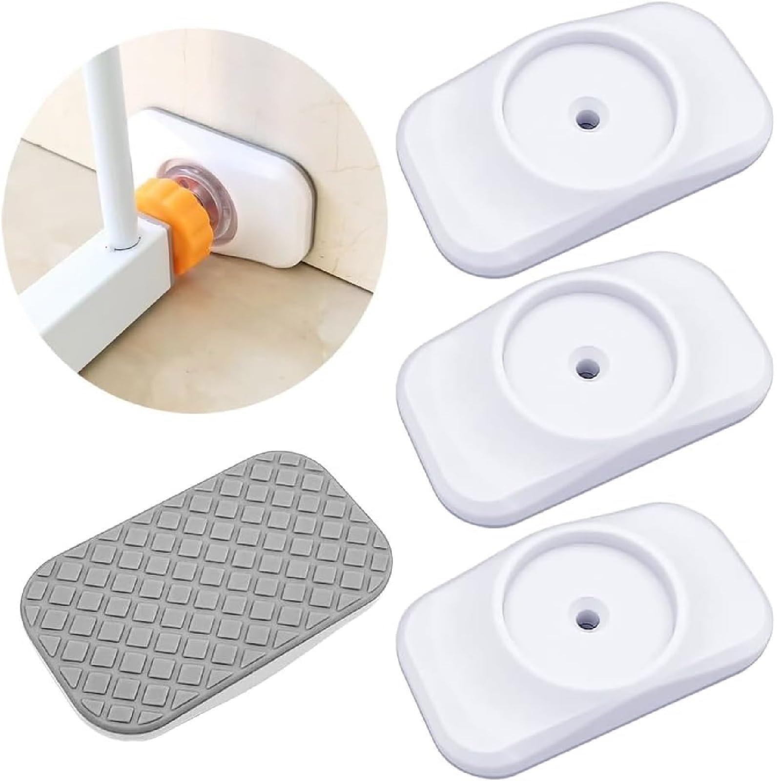 Set 4 Protezioni Da Parete Per Scale Con Motivo Elefante - Sicurezza Bambini E Cani | Fermo Per Griglie Di Protezione, Installazione Senza Fori, Fissaggio A Morsetto, Gomma Antiscivolo, Ø8 Cm