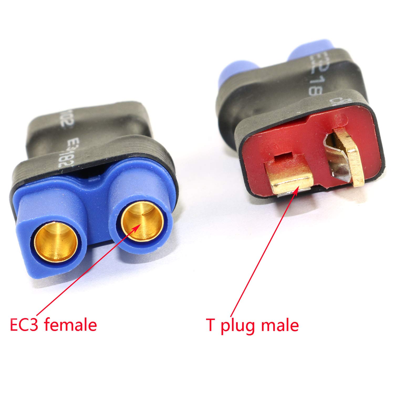 2x Adapter Deans T-Plug Auf EC3 - Für RC LiPo Akkus & Modelle
