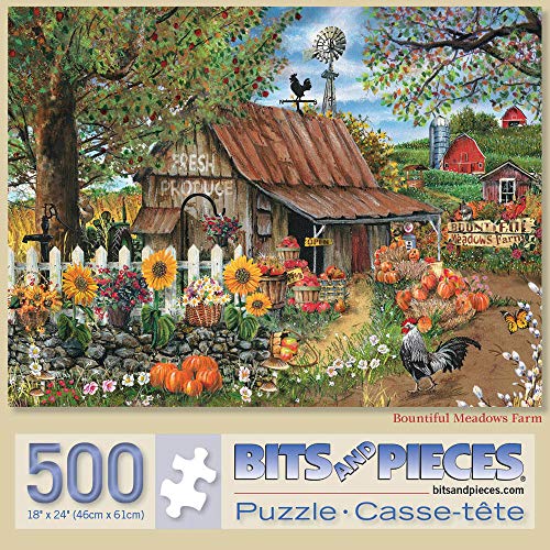 Product Image of the Bits and Pieces – Large 500 Piece Jigsaw Puzzle for Adults – ‘Bountiful Meadows Farm’ by Artist Thomas Wood, Completed Puzzle Size: 18' x 24'