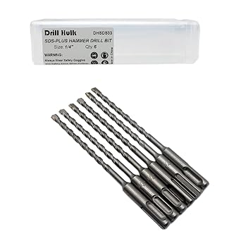 1/4-Inch Carbide-Tipped SDS-Plus Rotary Hammer Drill Bit for Concrete, Brick, Stone, Pack of 6