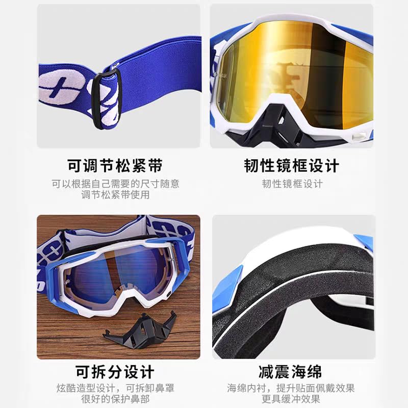 OLSIC®Polycarbonate Motocross Glasses Motorcycle Racing Sports Goggles Men MTB ATV Outdoor Windproof Glasses Skiing Winter Protective Goggles (Orange) 2