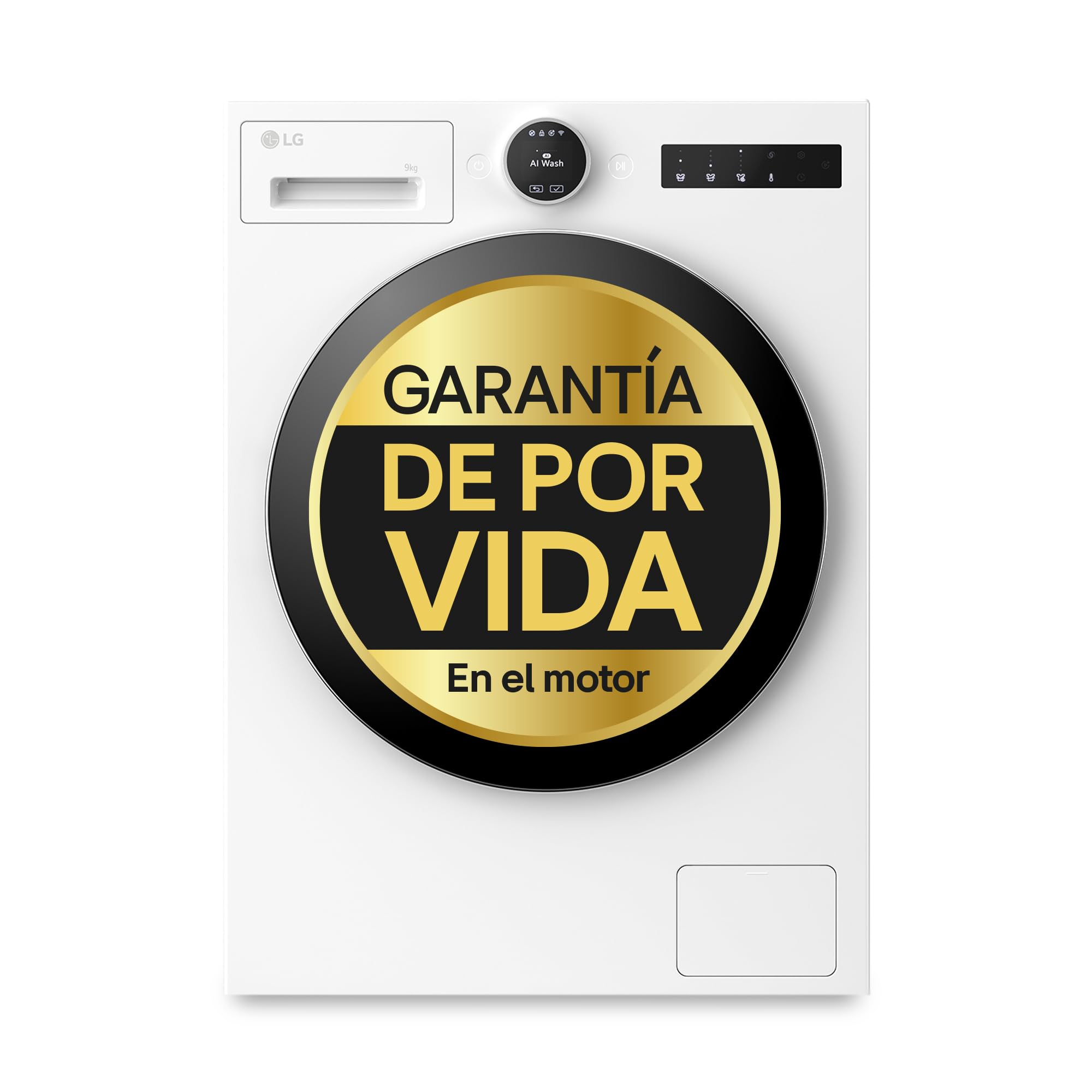 LG F4X9009TWCE Lavadora Inteligente, 9 Kg, 1400rpm, Carga Frontal, 23 Programas, AI Direct Drive, TurboWash 360º, 60% más eficiente que A, Serie 900, Blanca
