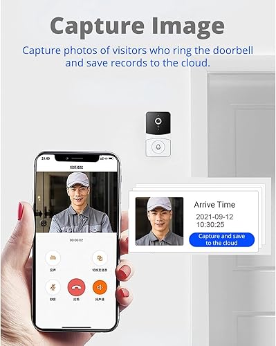 Miniatura 4 de Timbre de puerta de video con anillo inalámbrico, audio de 2 vías, cámara inteligente de puerta con campanillas, timbre de puerta de seguridad para