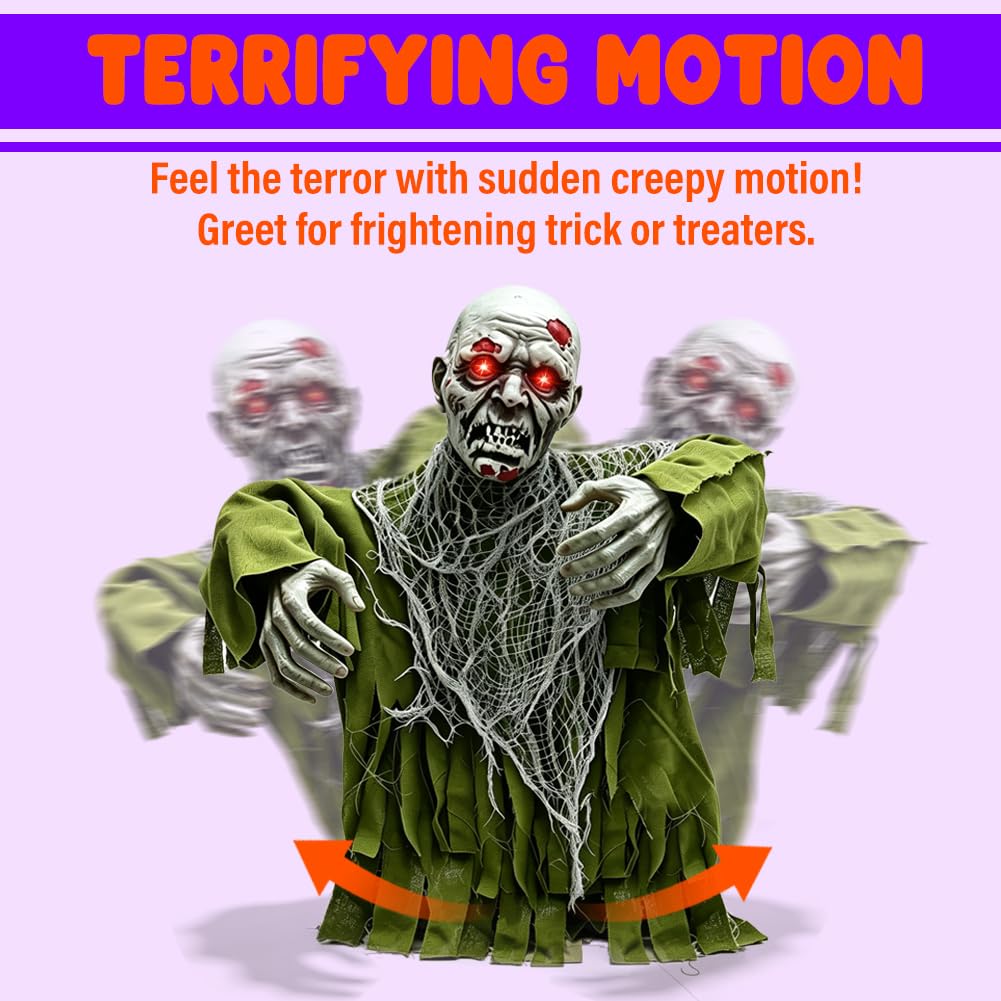 Halloween Animato Zombie Groundbreaker Outdoor Decor LED Occhi Braccia