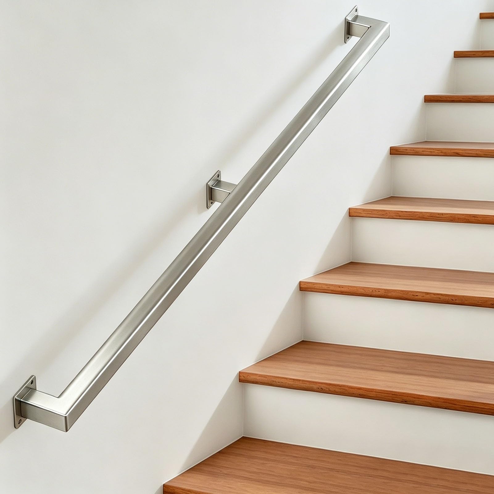 Junvstor Stainless Steel Handrails for Stairs, Non-Slip Stair Banister With Brackets, Wall Mount Elderly And Children's Safety Grab Bar Kit, for Interior Corridor Villa Building Loft(2.6ft/80cm)