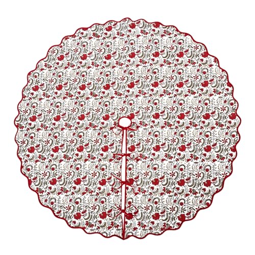 Ridhi Prune Red Hand Block Printed Christmas Tree Skirt 60''