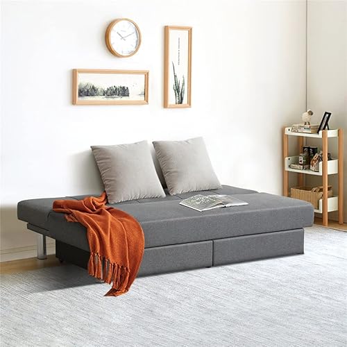 Miniatura 5 de JAHH - Sofá cama convertible con diseño de 3 asientos, sofá cama ajustable con dos cajones, color gris
