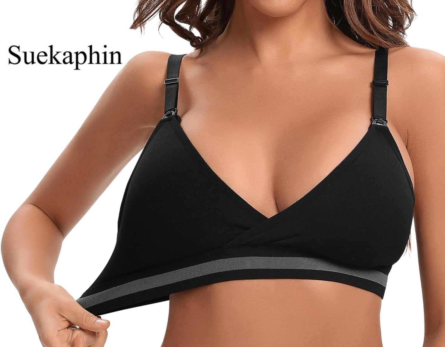 Suekaphin 5Pack Nursing Bra Deep V Neck for Breastfeeding,Seamless Maternity Bralette Wirefree Padded Cup Nursing Bra - Image 5