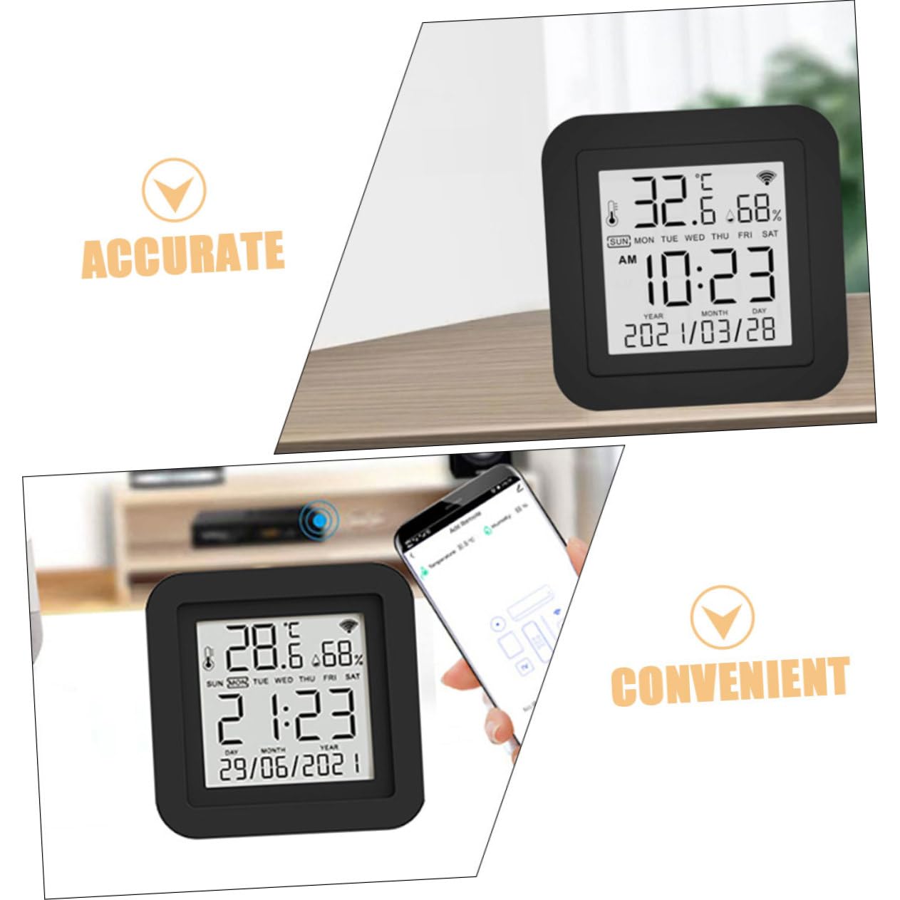 SHINEOFI Termometro Digitale Lcd per Interni Igrometro Portatile Misuratore di Temperatura e Umidità Sensore di Umidità per Ambienti Domestici Ospedali e Stanze