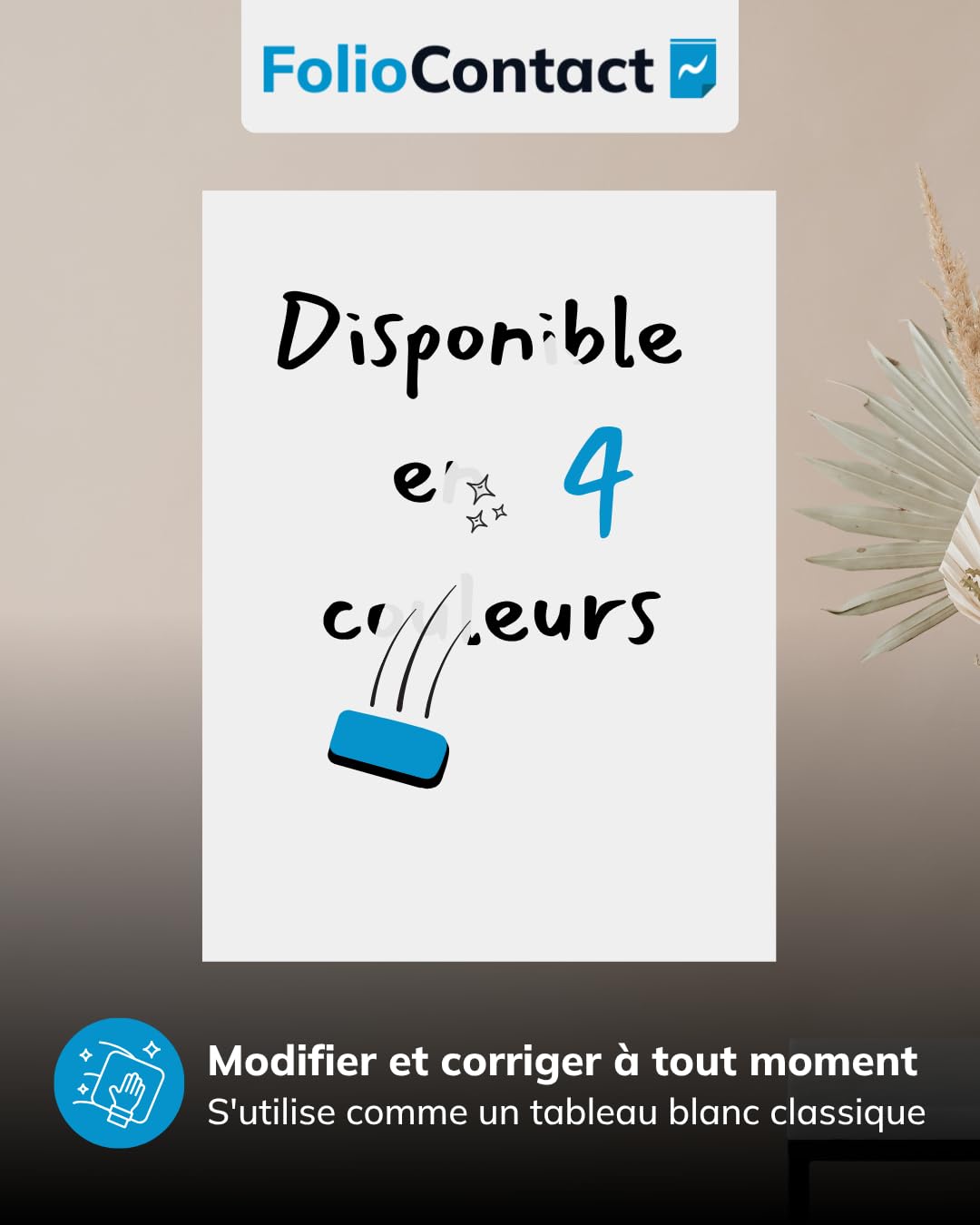 Whiteboard Tableau blanc en rouleau/Film électrostatique breveté Effaçable et réutilisable Fixation sans outil sur presque toutes les surfaces