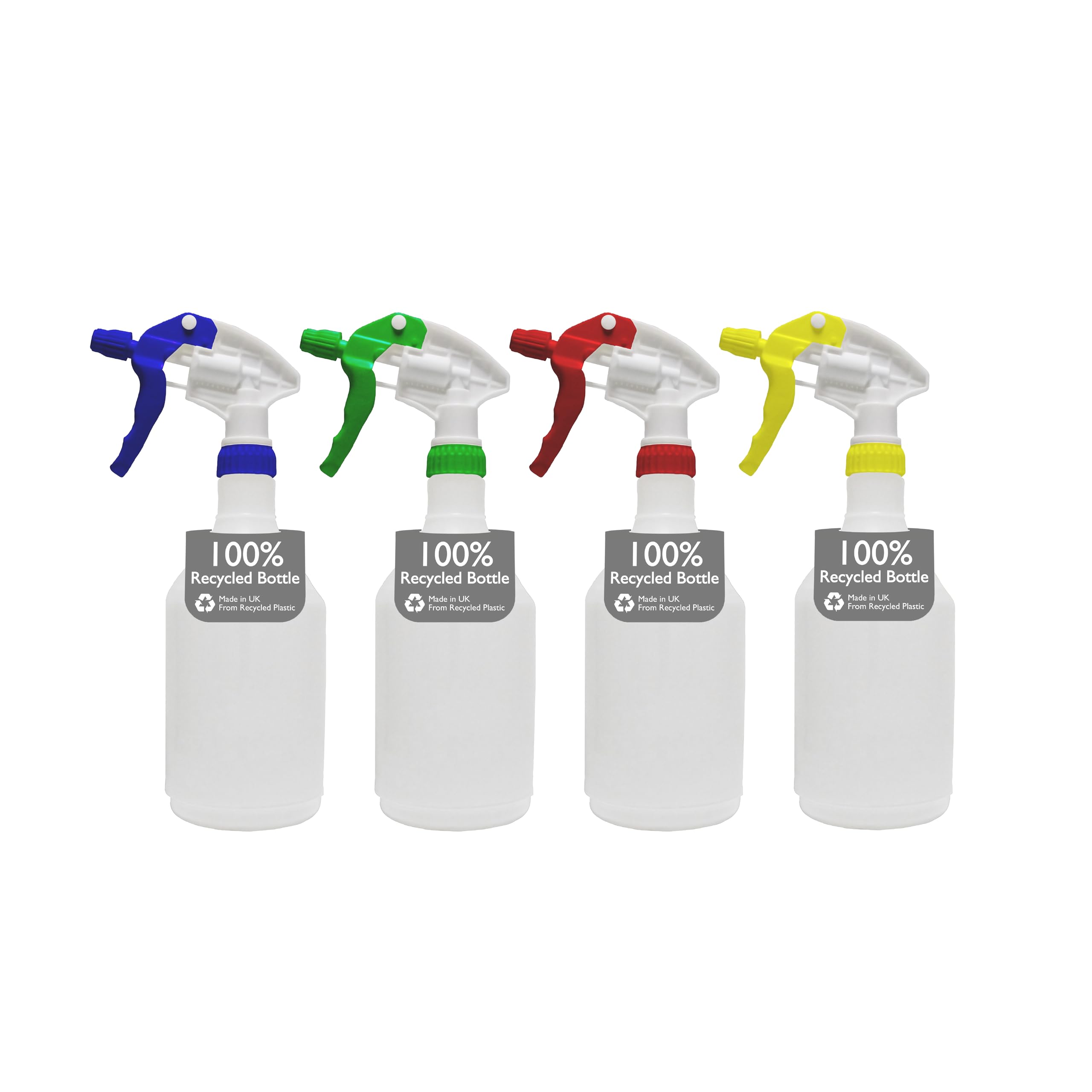 4-Pack Spray Bottles 750ml – Reusable Home & Garden Sprayers for Cleaning, Plant Care & DIY | Leak-Proof Adjustable Nozzle (Mist, Droplet, Jet, Lock) | Colour-Coded Multipurpose Spray Bottles