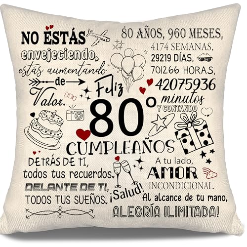 Não estás a envelhecer, estás a aumentar de Valor Capa de Almofada para Aniversário 80 Anos Mulheres Homens Irmã Amiga Mãe Pai Tia Avô 80 aniversário Presente 10-100 anos de idade Capas de Almofada(80